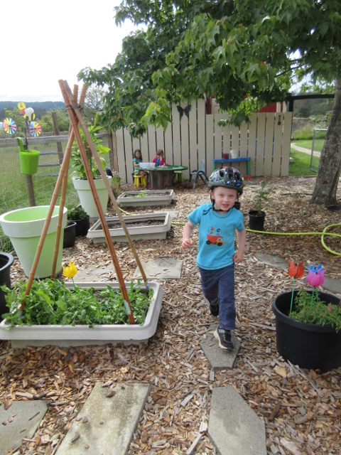 Running through the garden